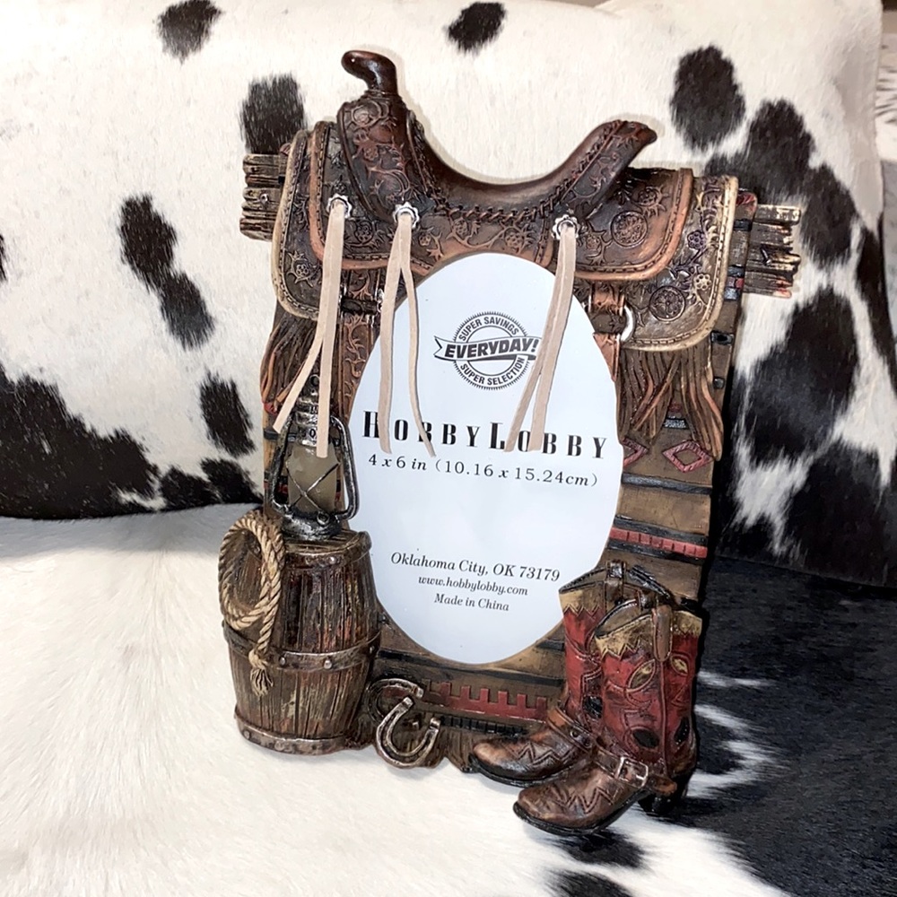 New Saddle Picture Frame~ Holds 4” x 6” Photo